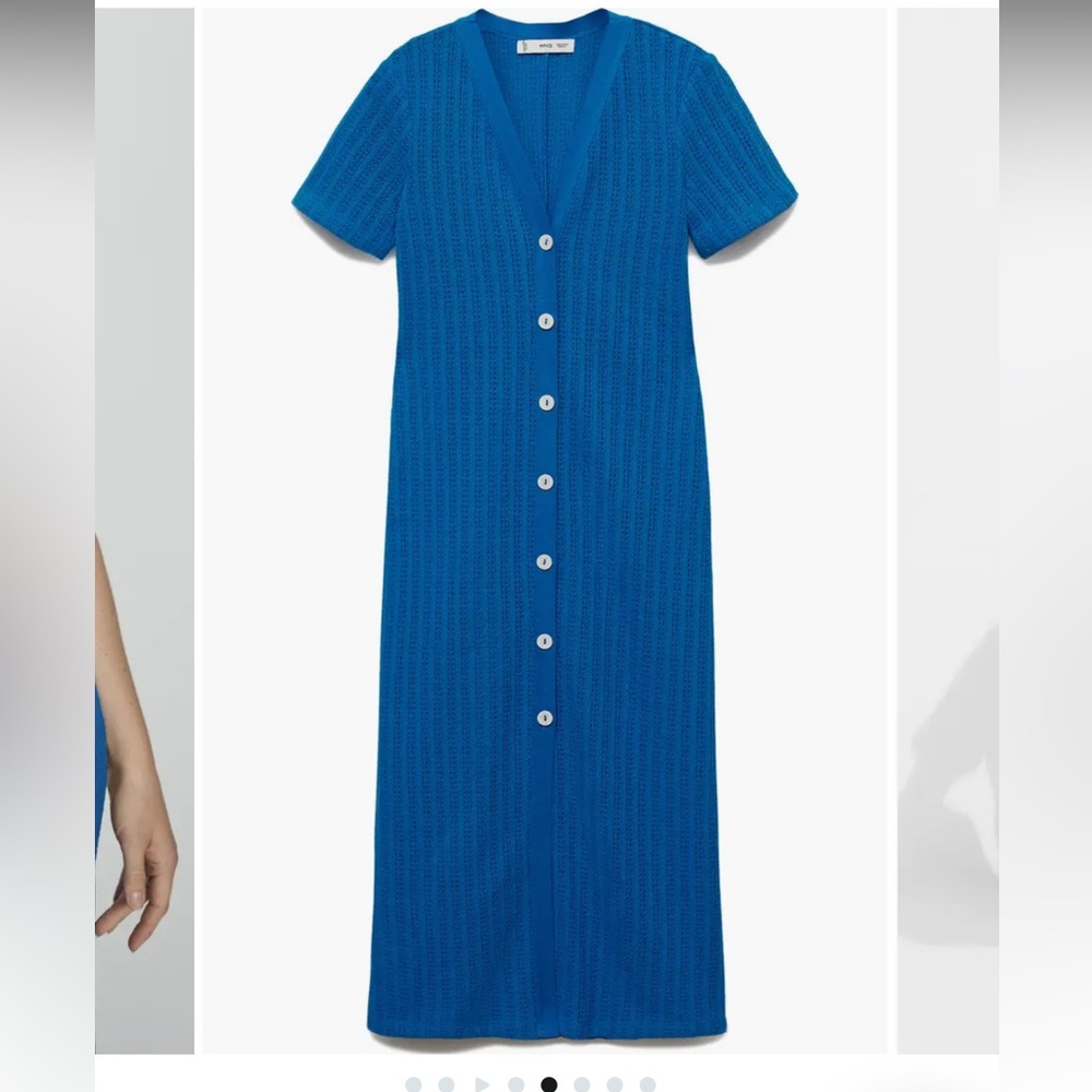 Mango Open Stitch Button Front Knit Dress